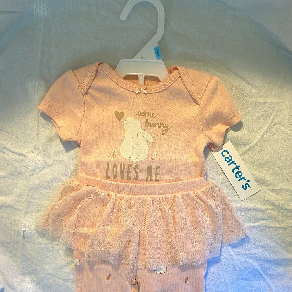 NEW W/ TAGS - Carter's Baby Girl Outfit + FREE LOVEY